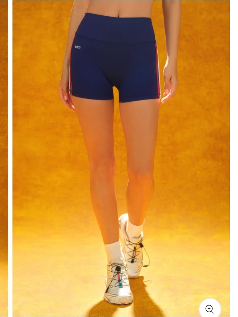NWT SET Active Navy High-Waist Duo Stripe Bike Shorts - Picture 4 of 5